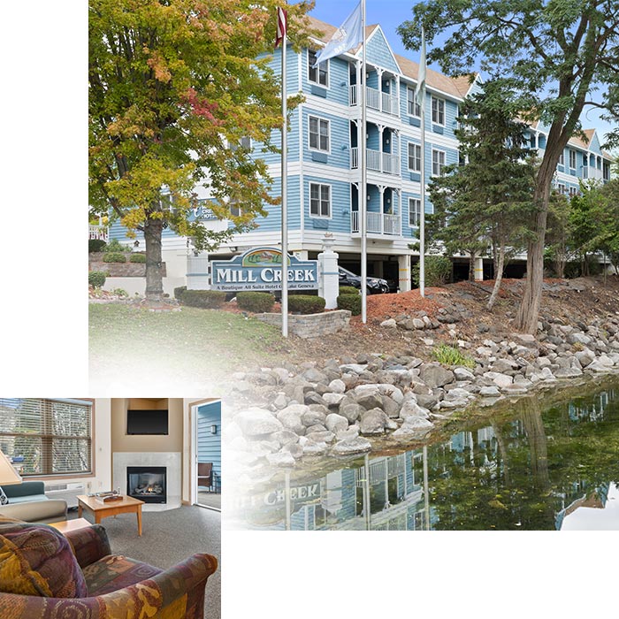 About the Mill Creek Hotel and Suites in downtown Lake Geneva overlooking the White River