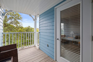 Gold suite plus deck at The Mill Creek Hotel and Suites in Lake Geneva overlooking downtown and the White River